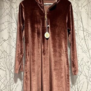 Spartina 449 Nora Half-Zip Dress Brown Bordeaux Size L (8-10)